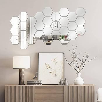 Set 6 espejos hexagonales adhesivos