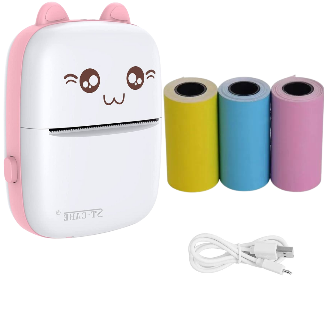 Impresora + 3 rollos de papel colores con adhesivo