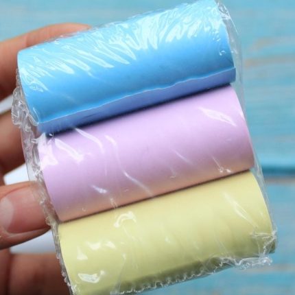 Set 3 rollos de papel COLORES para mini impresora CON ADHESIVO