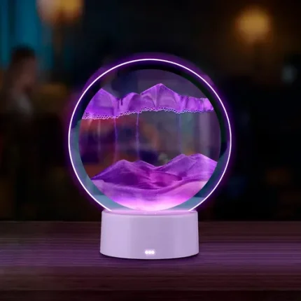 Lampara de arena y agua con luces